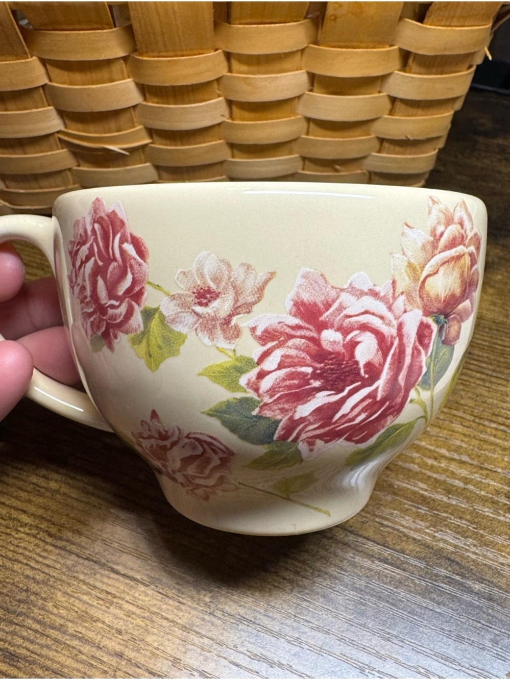 Floral Ceramic Mug Teleflora Vintage Style Rose Print Cottagecore Cup